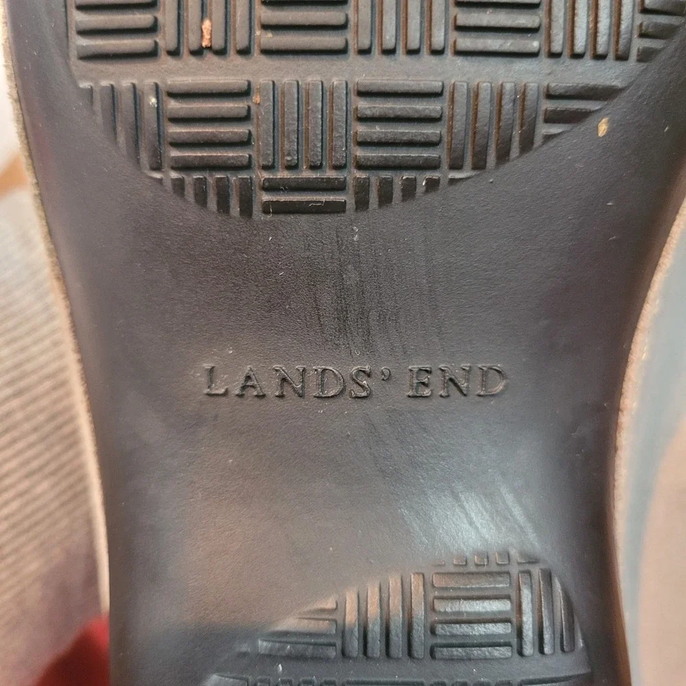 Lands End Gray Suede‎ Lined Slouch Boots 8.5 Casual Winter Warm Vintage Leather